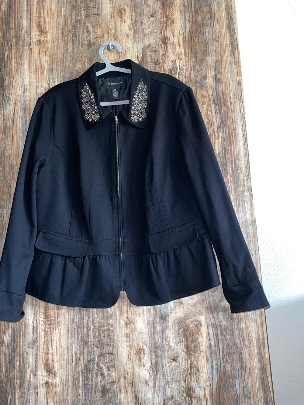 Women's Black Embellished Collar Jacket